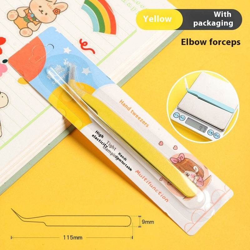 Hand Account Tweezers Stainless Steel Color DIY Elbow Clip Hand Tool Goo Card Tweezers - Mubimart
