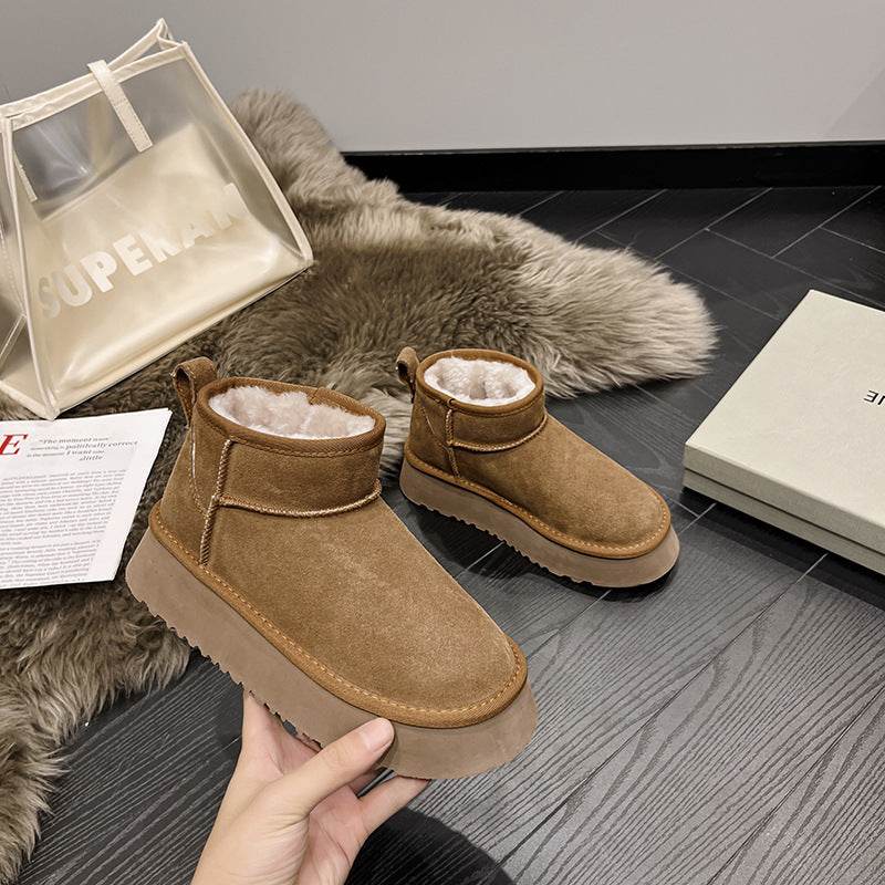 Genuine Leather Snow Boots Short Boots - Mubimart