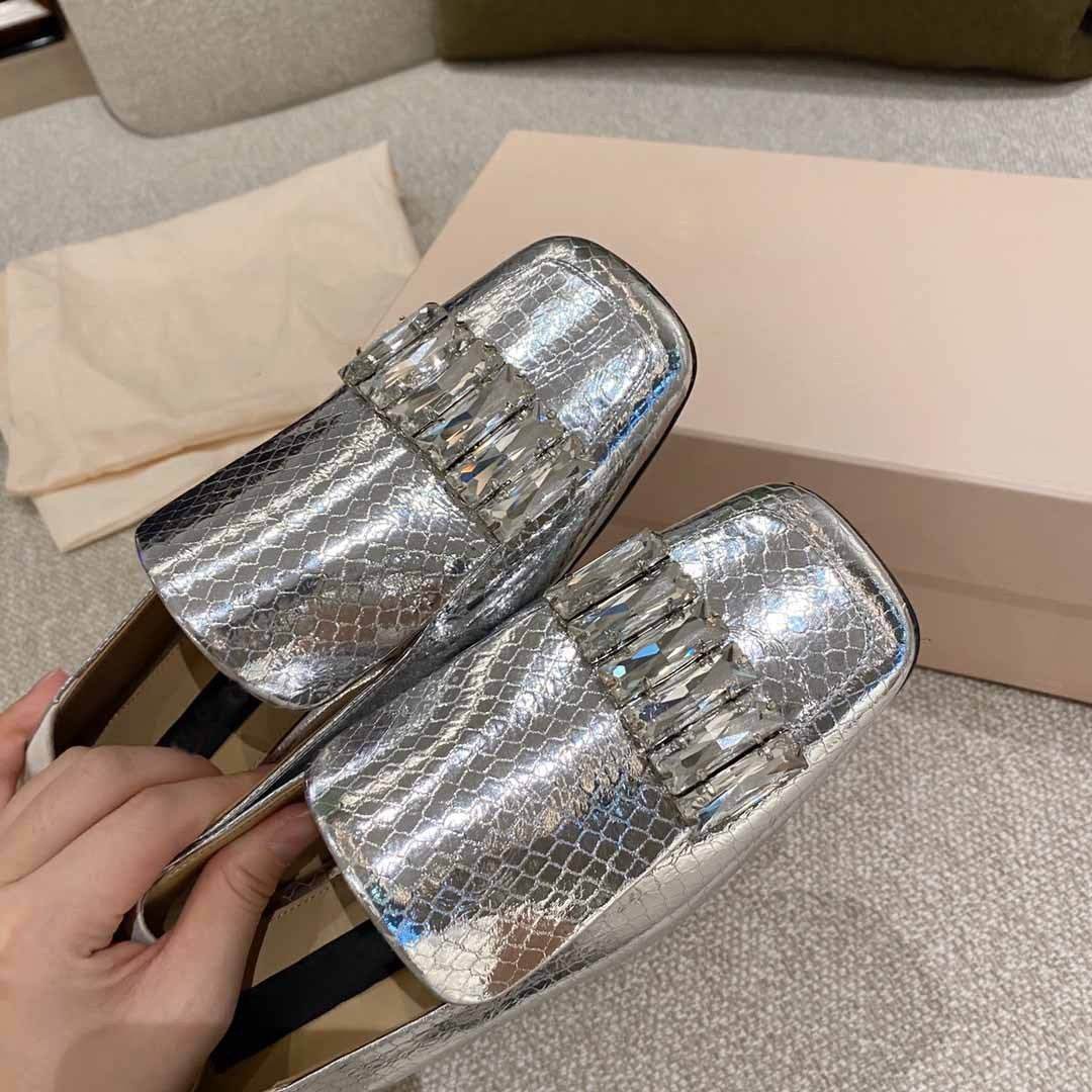 Square Toe Flat Single Shoes Step On Heel Two Wear Loafers Women - Mubimart