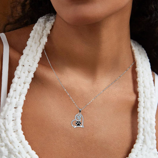 Creative Personality Dog Paw Print Shiny Necklace