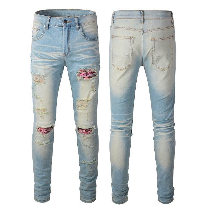 Worn Wash Color Slim Fit INS Jeans - Mubimart