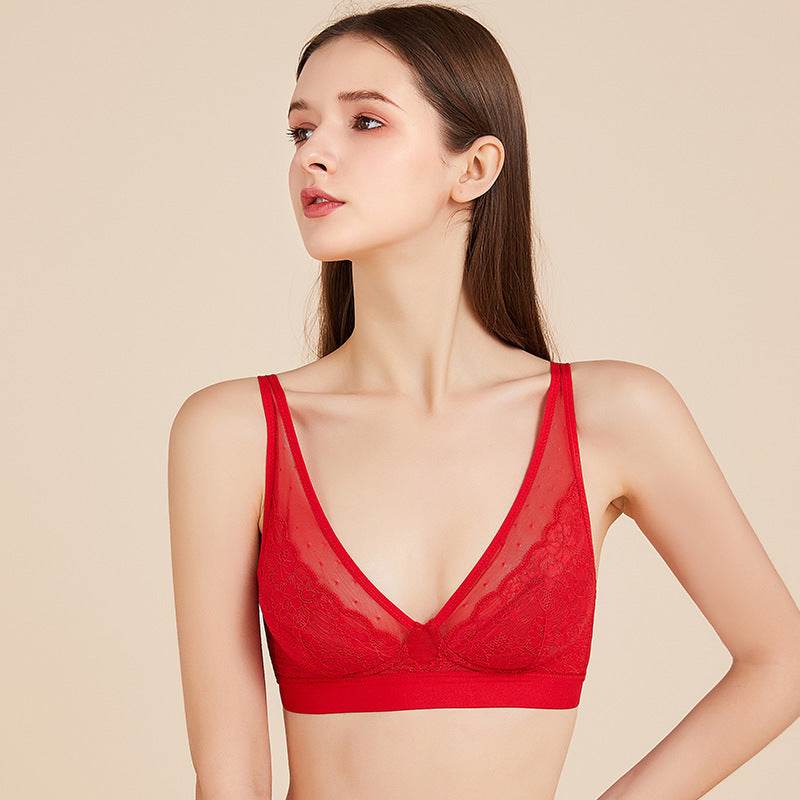Women's Lace Silk Unwired Push Up Bra - Mubimart