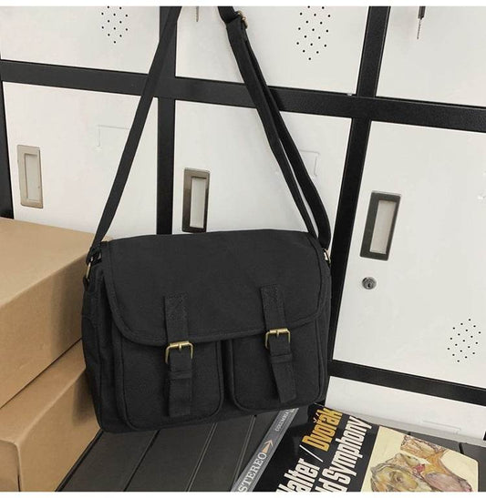 Fashion Double-pocket Lock Satchel - Mubimart