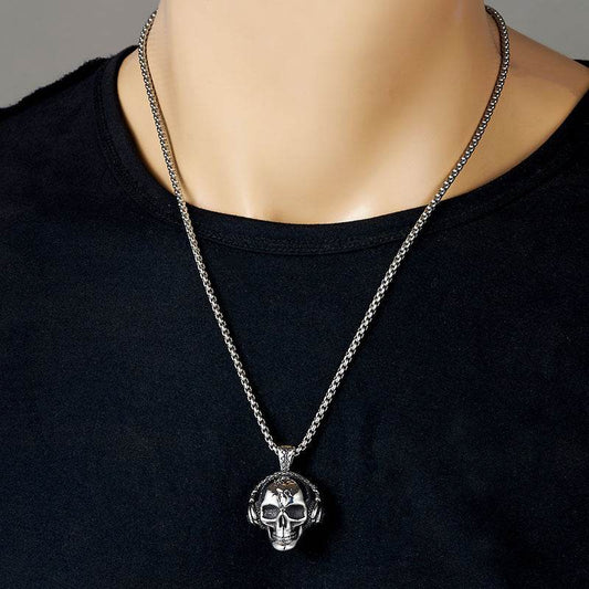 Mens Fashion Titanium Steel Vintage Personality Geometric Pendant Necklace - Mubimart