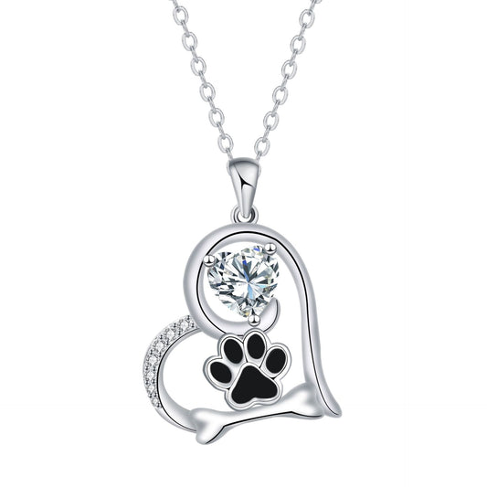 Creative Personality Dog Paw Print Shiny Necklace