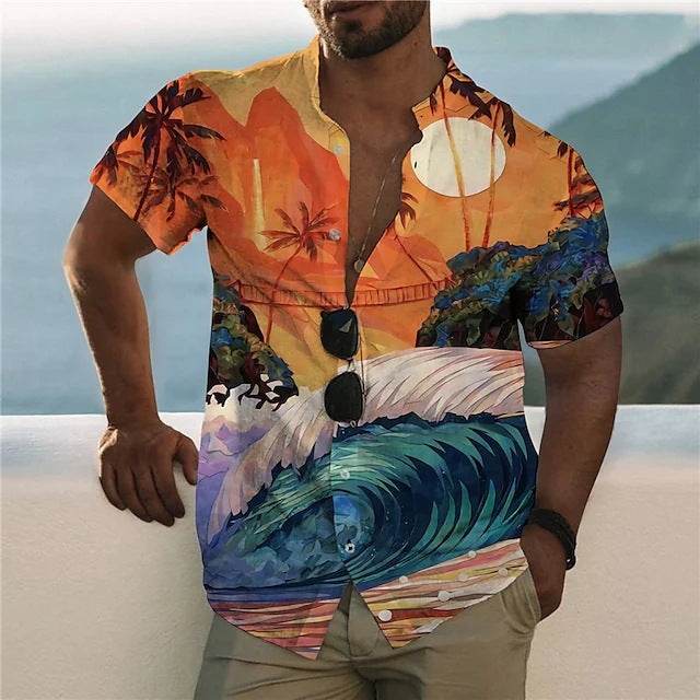 Men's 3D Casual Button-down Printed Shirt - Mubimart