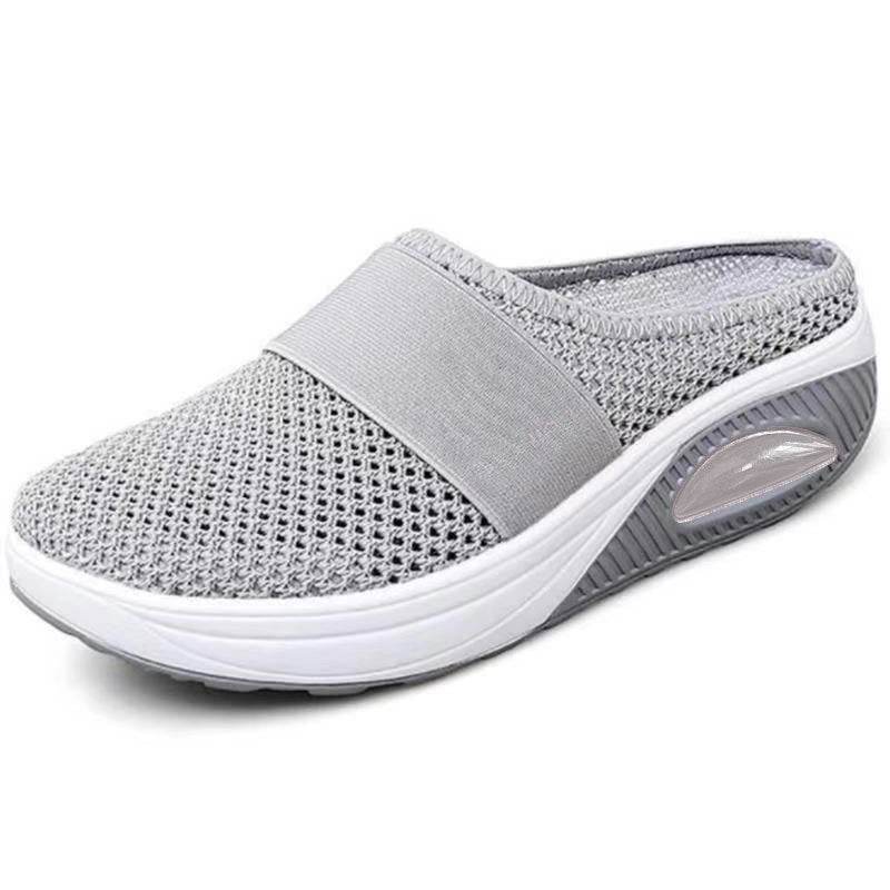 New Women's Slipper Head Large Size Thick Sole Sandals Platform Breathable Mesh Flat Shoes Women Flip Flops - Mubimart