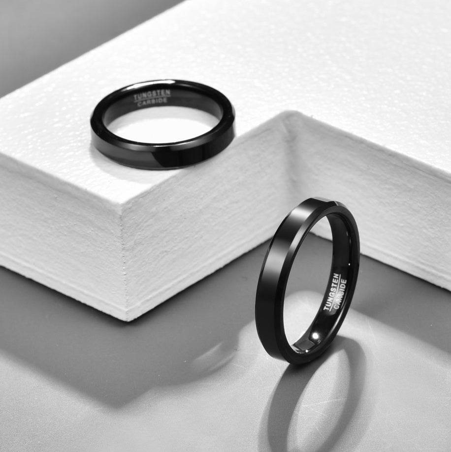 Vnox Black Tungsten Carbide Men's Ring Wedding Engagement - Mubimart