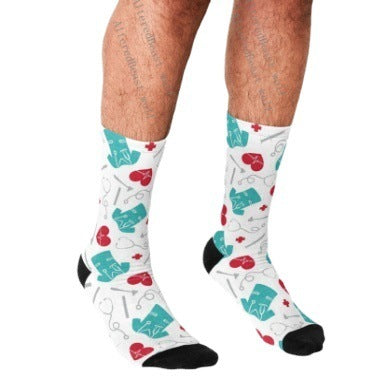 Men's Cartoon Unique Europe And America Cross Border Athletic Socks Digital Printing Lovers' Socks - Mubimart -  