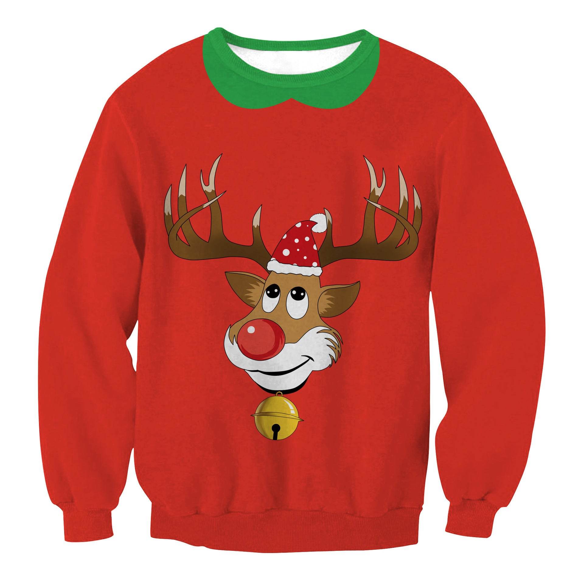 Autumn Winter Fashion Ugly Christmas Sweater Santa Elf Funny Pullover Womens Mens Print Sweaters Tops Clothing - Mubimart