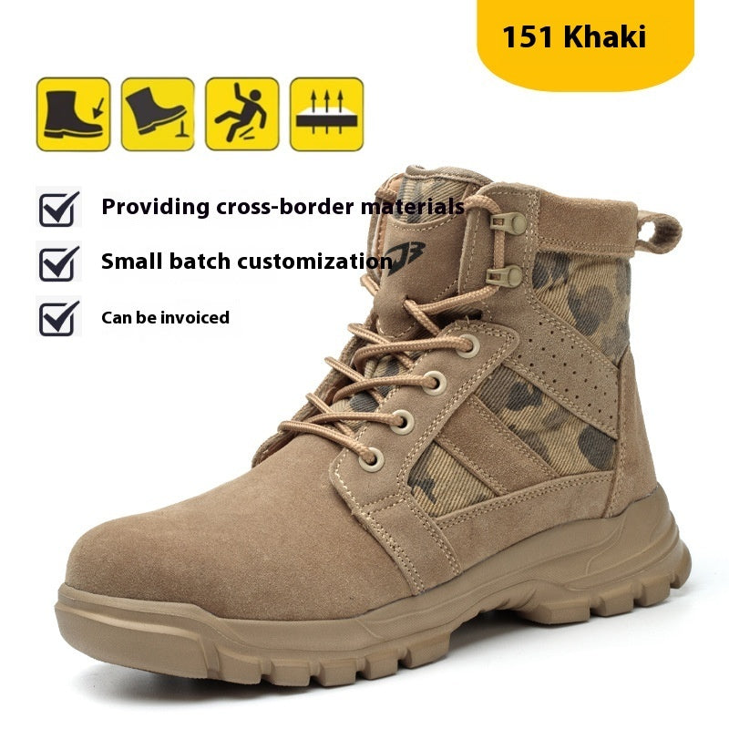 Outdoor Protective Combat Boots Steel Toe Cap Attack Shield And Anti-stab Safety Boots Wear-resistant High-top