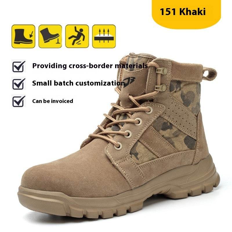 Outdoor Protective Combat Boots Steel Toe Cap Attack Shield And Anti-stab Safety Boots Wear-resistant High-top - Mubimart
