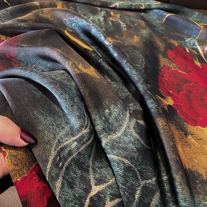 Flower Lightweight Sunscreen Imitated Silk Scarves - Mubimart