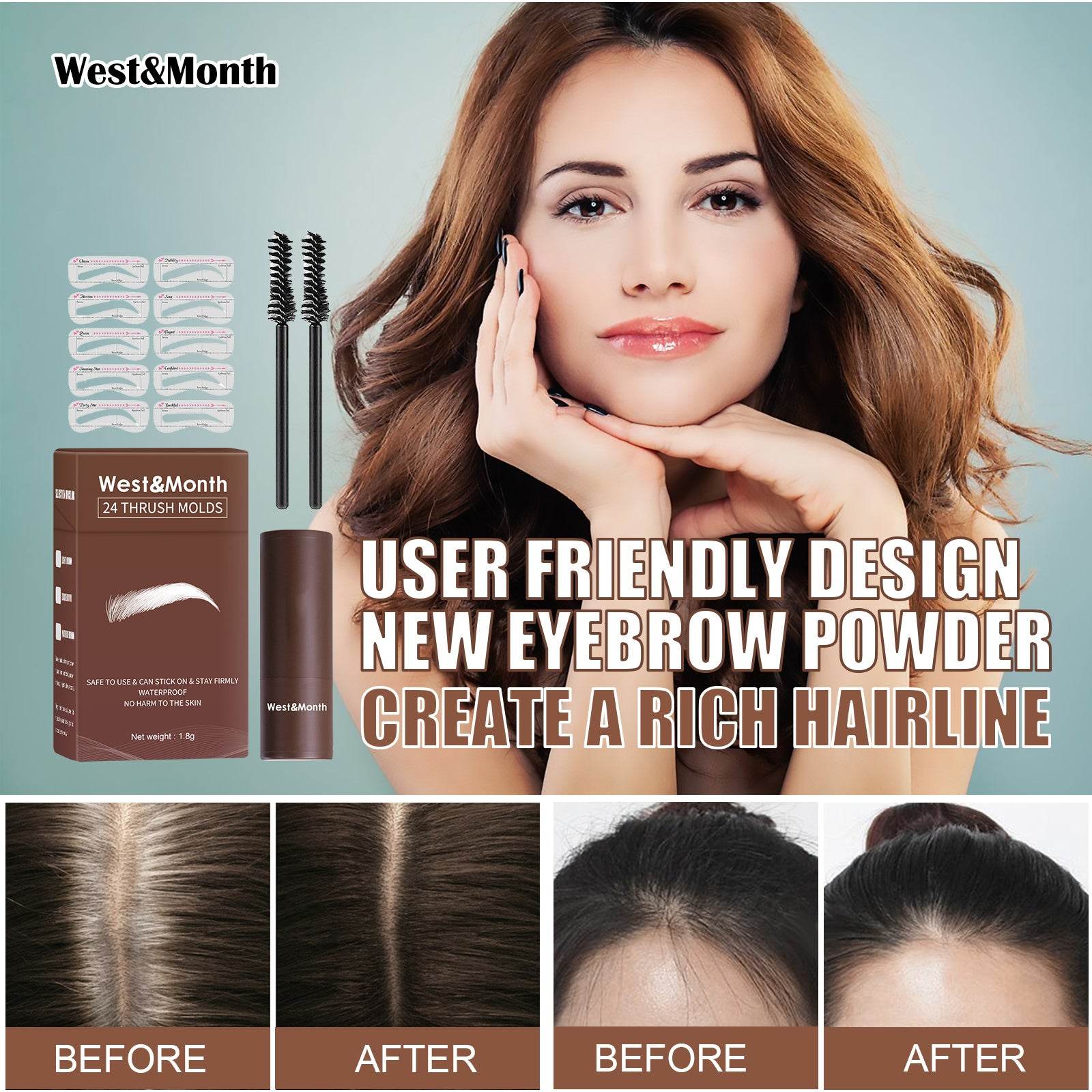West&Month Seal Eyebrow Powder Lazy Eyebrow Stamp Powder Set Is Long-lasting, Waterproof, Sweatproof, Non-flamming, And Non-smudging - Mubimart