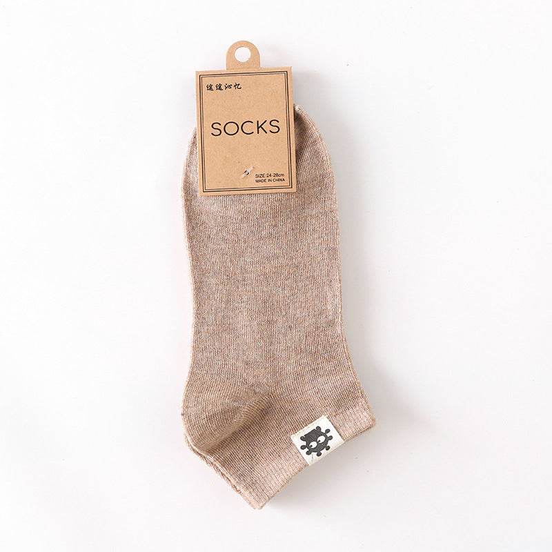 Retro Solid Color Low Waist Shallow Mouth Socks - Mubimart
