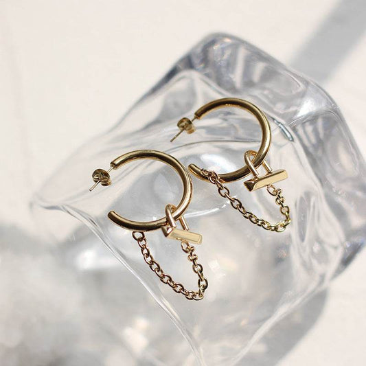 European And American Ring Tassel Hoop Hoop Earrings Chain - Mubimart