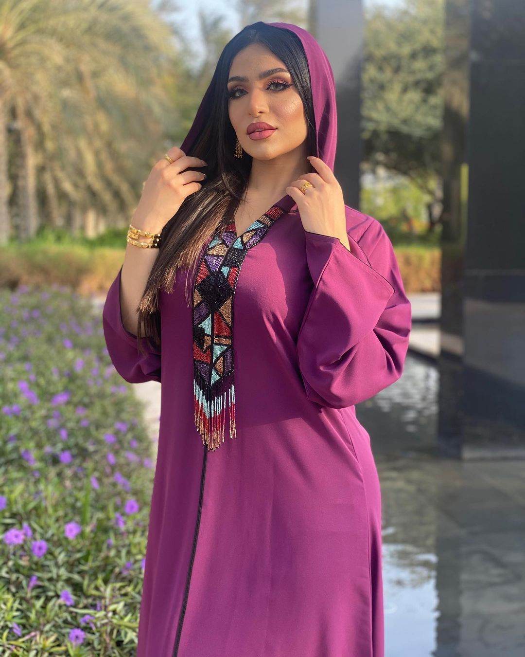 Hooded Robe Purple Dress With Diamond Tassels Women - Mubimart