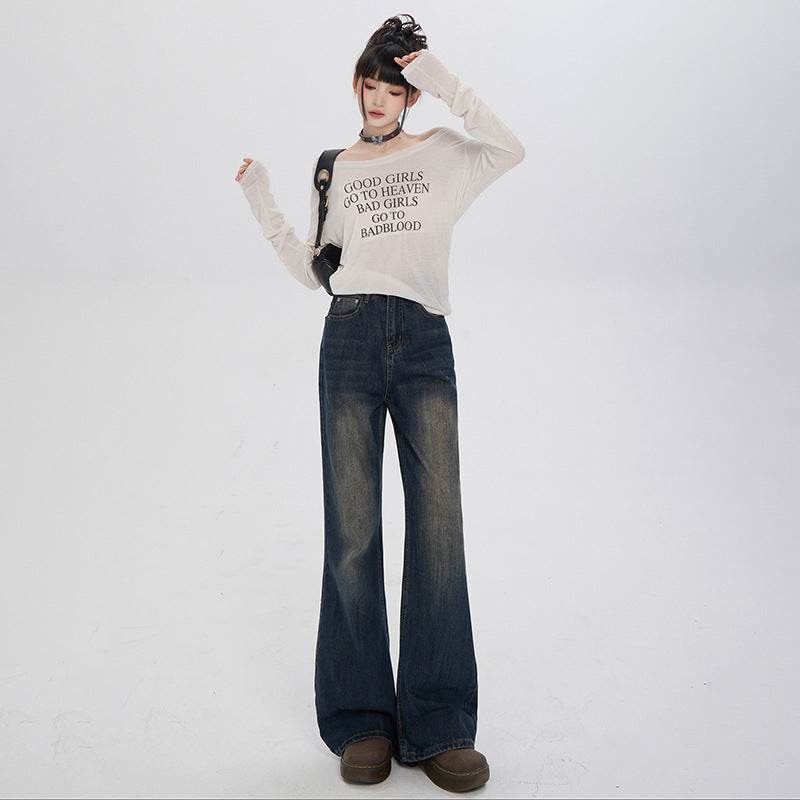 Retro Loose Micro-flared Jeans For Women - Mubimart