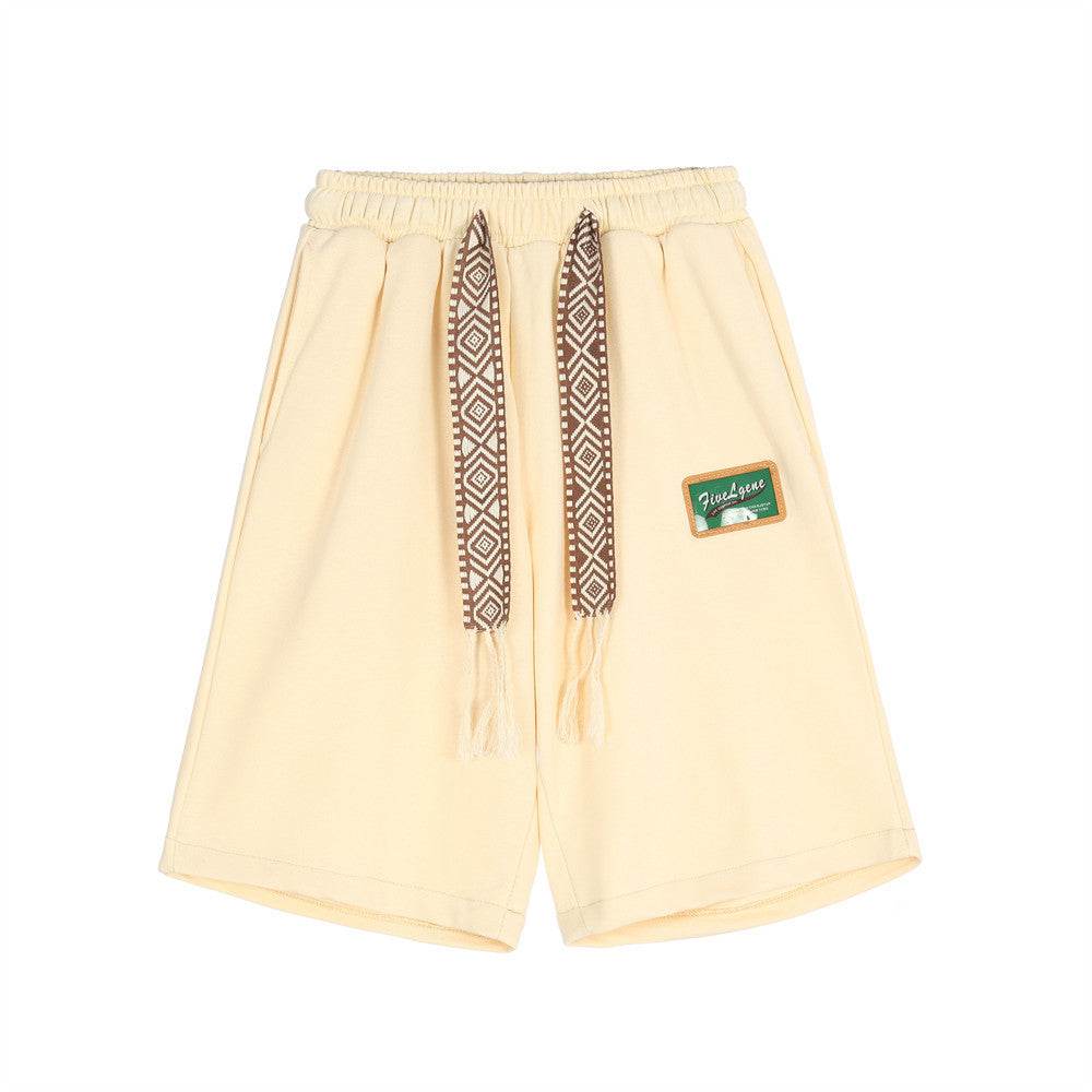 Streamer Casual Shorts Mens Elastic Waist Cropped Pants - Mubimart
