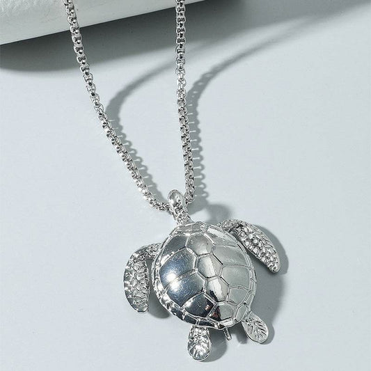 Silver Sea Turtle Men Necklace - Mubimart