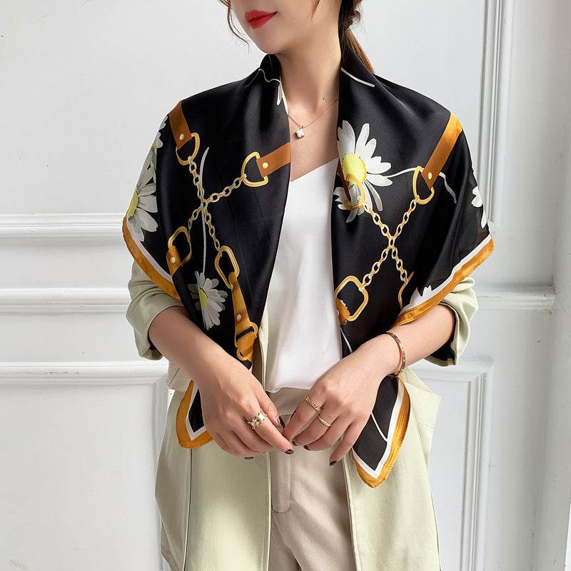 Fashion Silk Scarves Female Printing Hijab - Mubimart