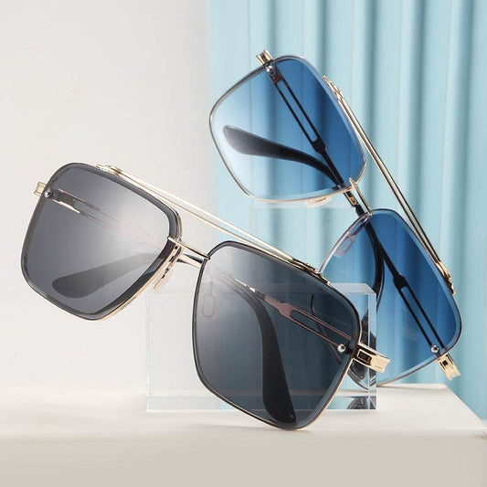 Mens Fashion Double Beam Cut Edge Sunglasses - Mubimart
