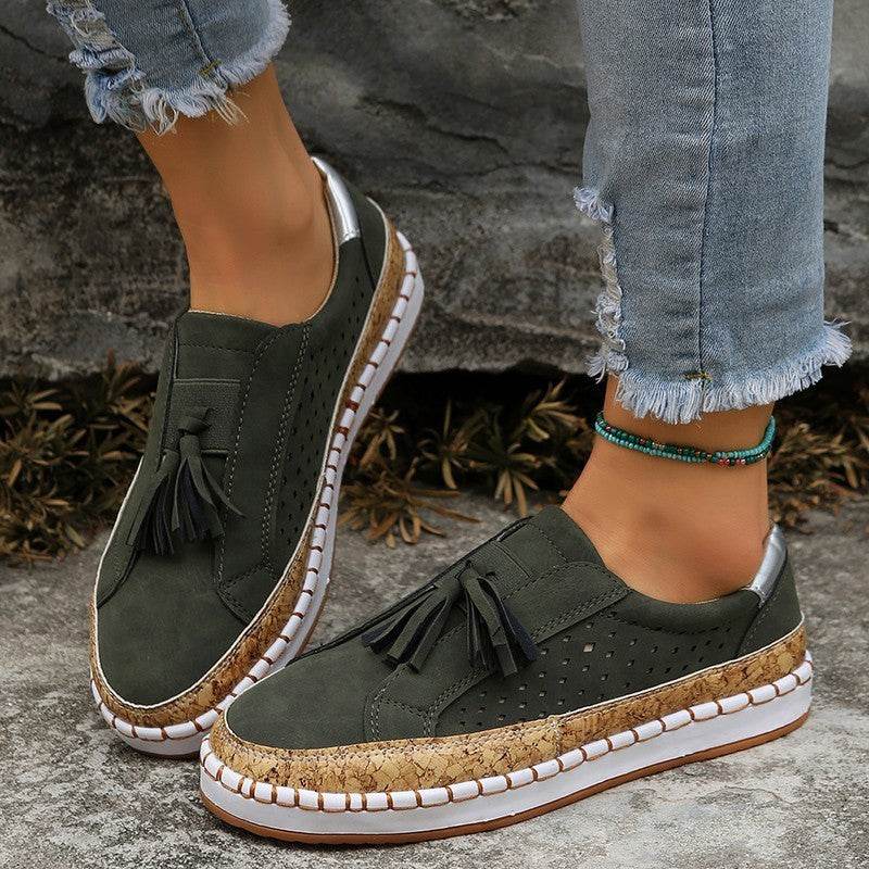 Tassel Flats Loafers Women Casual Cozy Shoes - Mubimart
