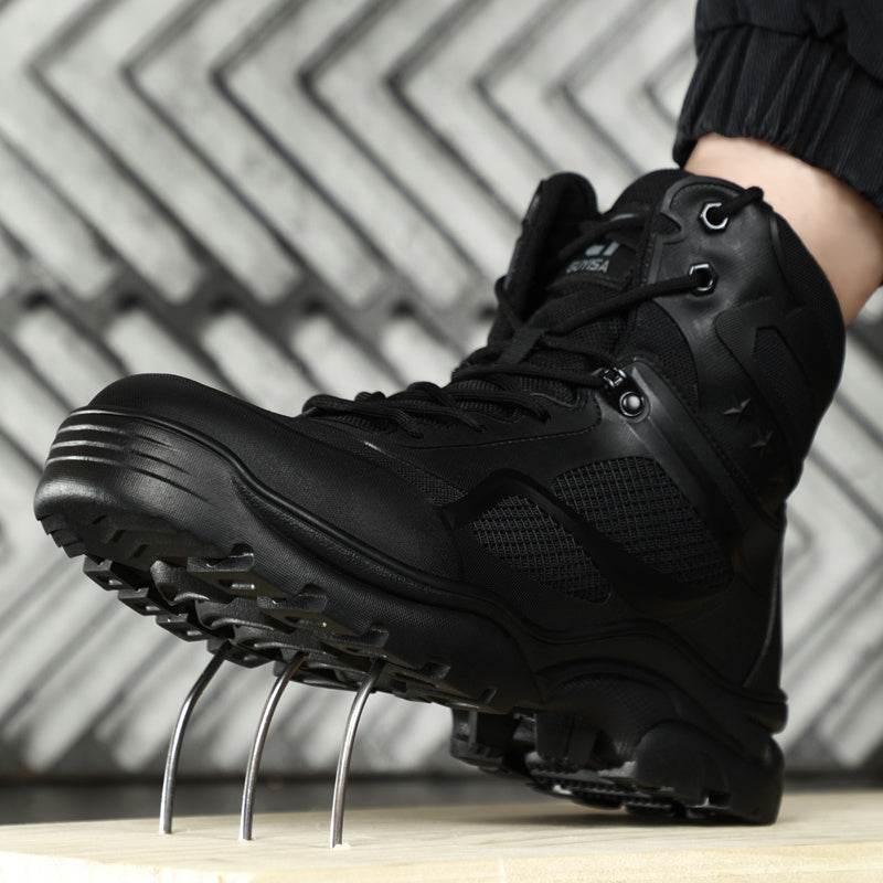 Men's Anti-smashing Steel Toe Rubber Sole Comfortable Wear-resistant Safety Shoes - Mubimart