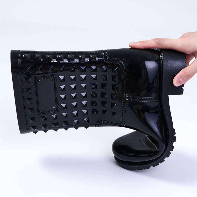 High Tube Rivet Rain Boots Adult Non-slip - Mubimart