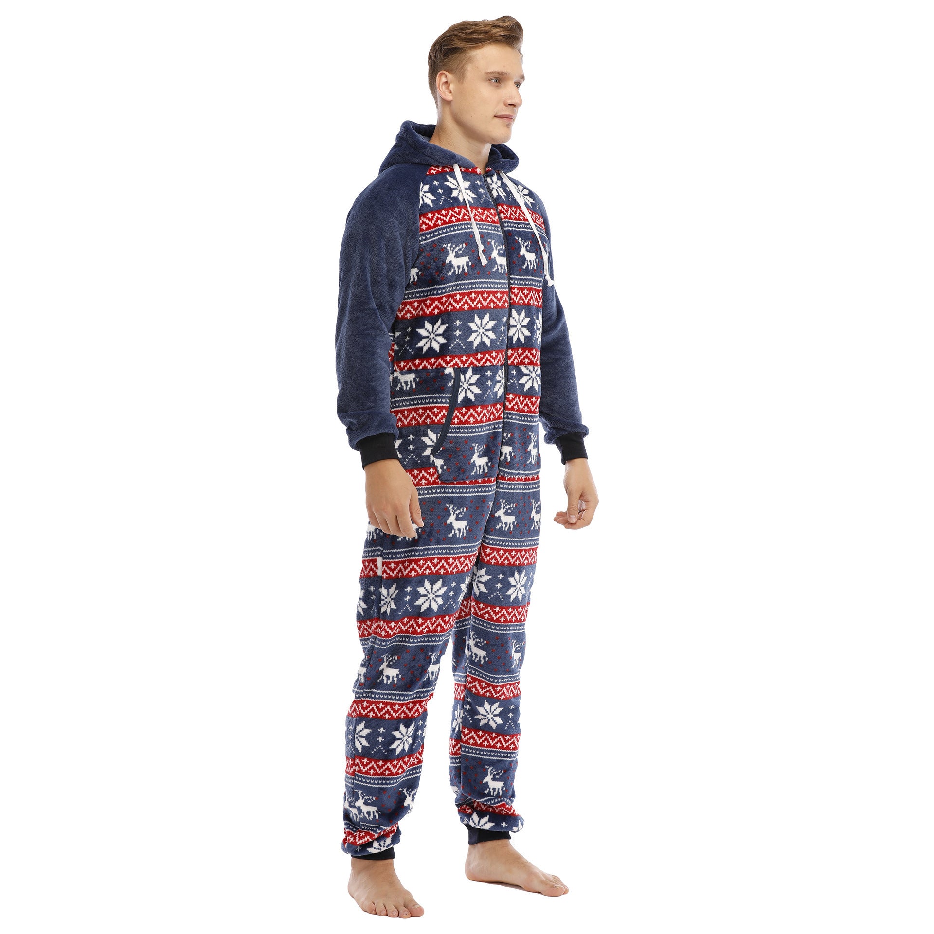 Men's Flannel Christmas One Piece Pajamas Loungewear - Mubimart -  