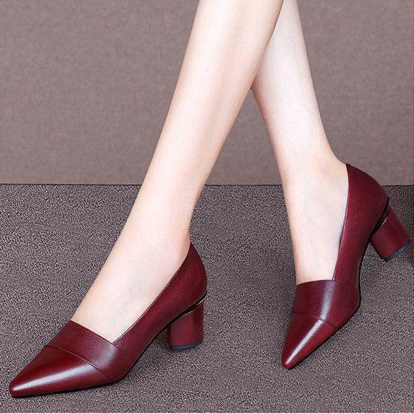 Low-Heel Pointed Toe All-Match Pumps - Mubimart
