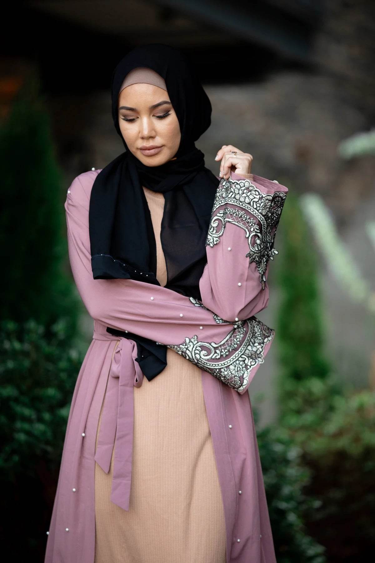 Long Sleeved Embroidered Beaded Robe For Women - Mubimart