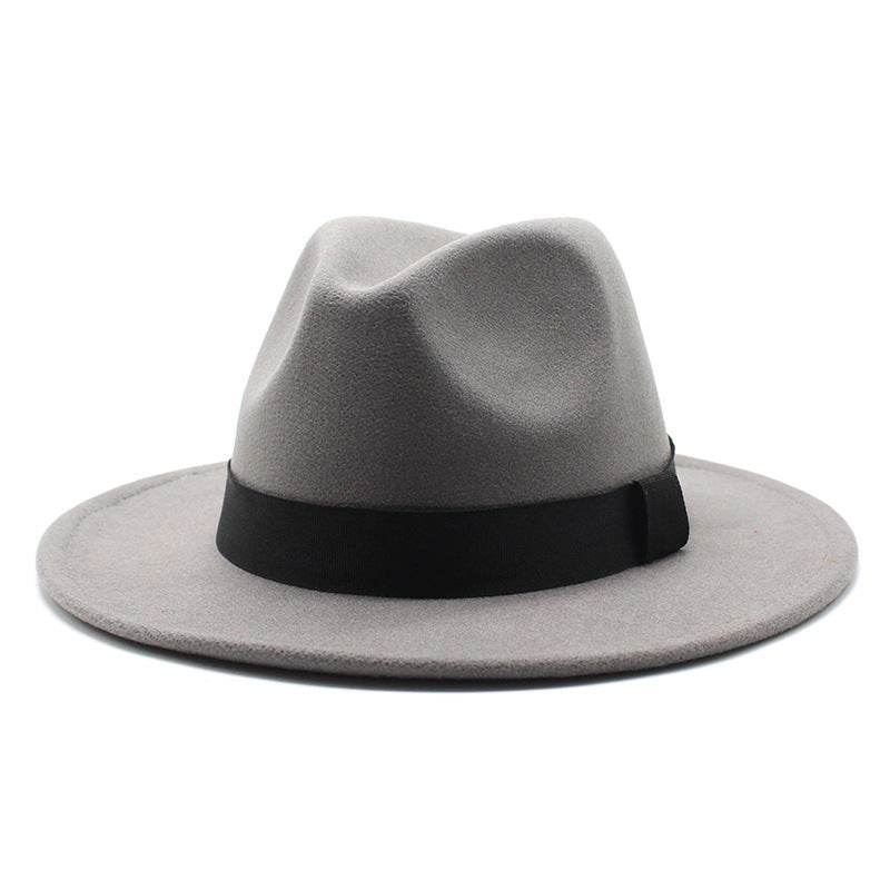 New Panama Flat Brim Fedora Hat Woolen Hat Men's And Women's Hats - Mubimart