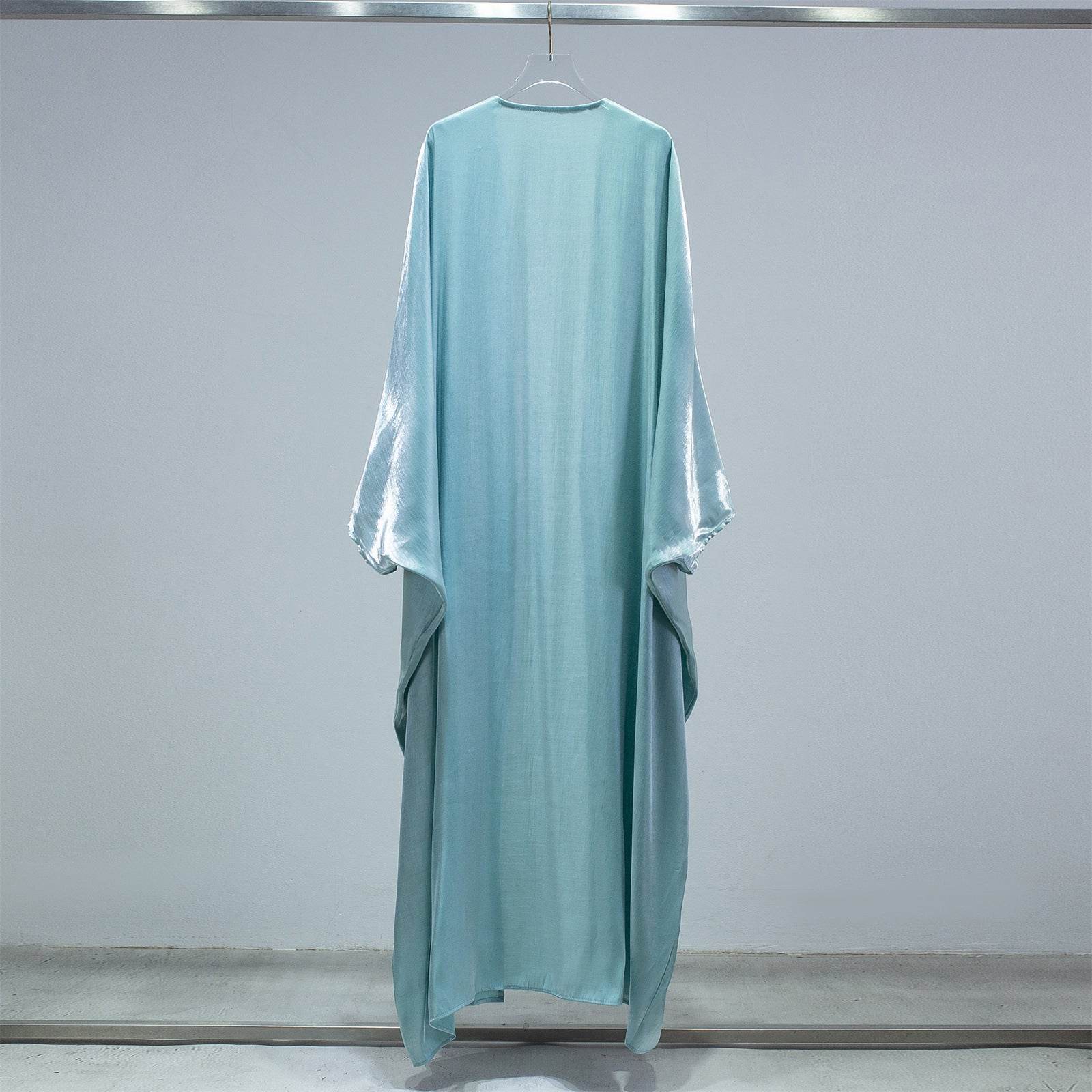 Fashion Casual Bright Silk Cardigan Plus Size Robe Batwing Sleeve - Mubimart