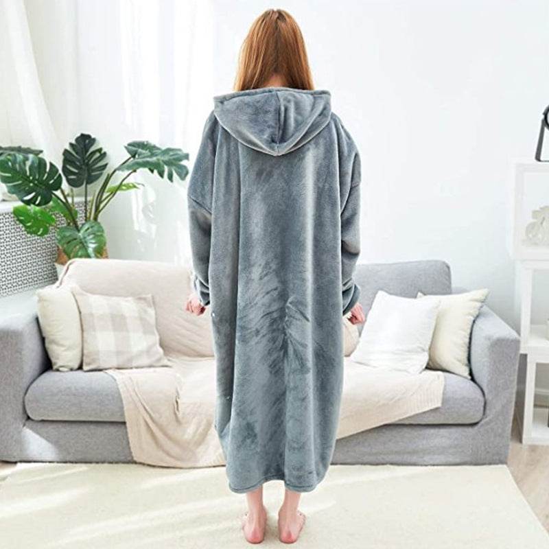 Couple Nightgown Double-sided Flannel Plus Long Hooded Nightgown - Mubimart
