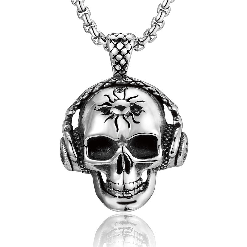 Mens Fashion Titanium Steel Vintage Personality Geometric Pendant Necklace