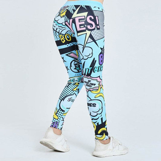 Cross Border New European And American Cartoon Pattern English Alphabet Digital Printing Yoga Tight Thin Bottomed Capris - Mubimart