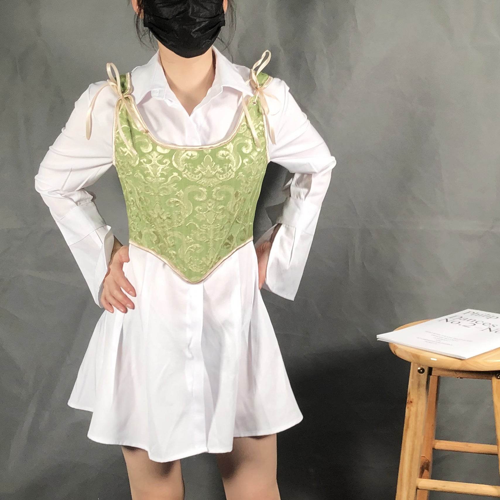 Women's New Jacquard Tie Back Corset Corset - Mubimart