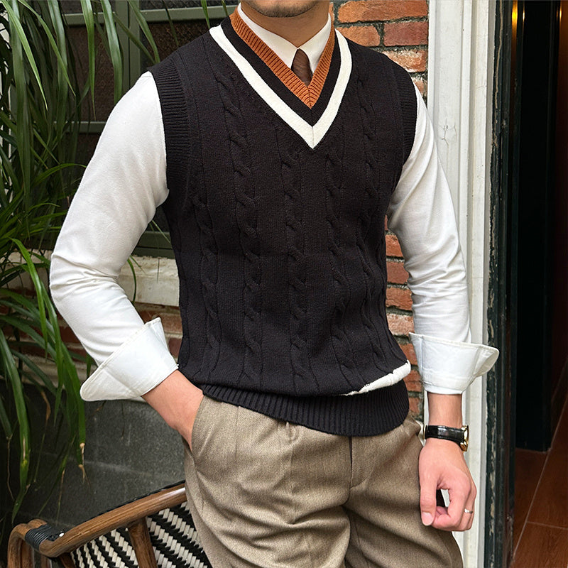 Knitted Sleeveless Vest Men's Retro Bottoming Sweater