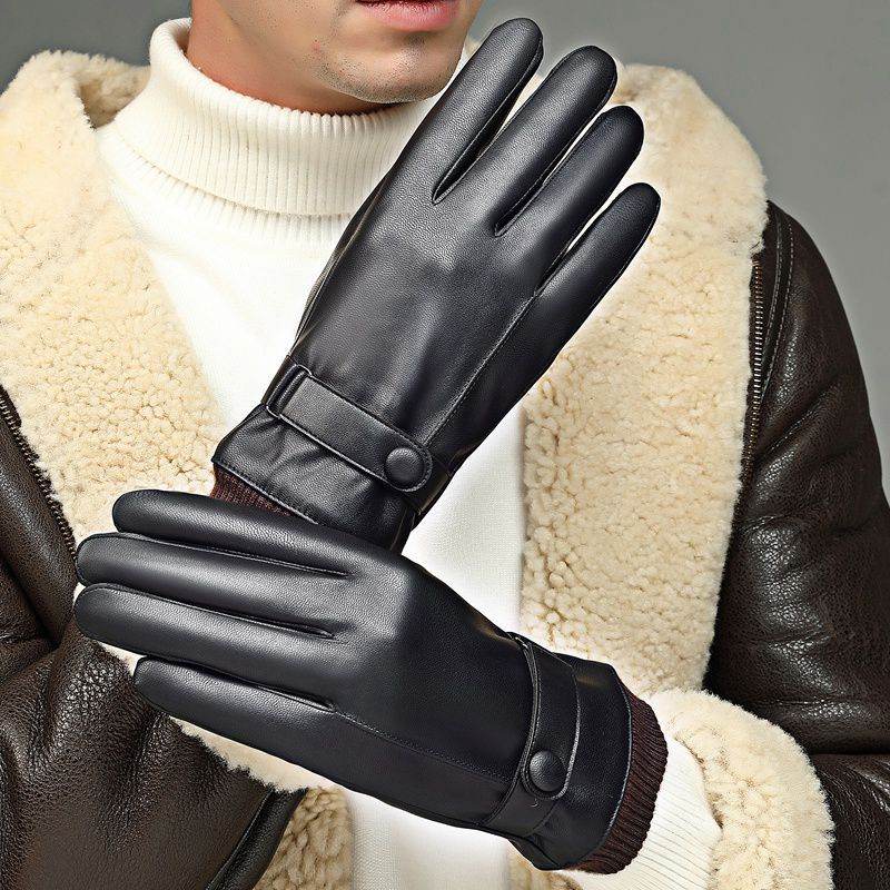 Leather Gloves Men's Waterproof Touch Screen - Mubimart