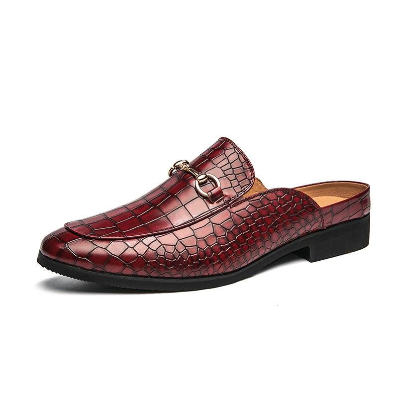 Men's Lazy Semi Slipper Leather Shoes - Mubimart