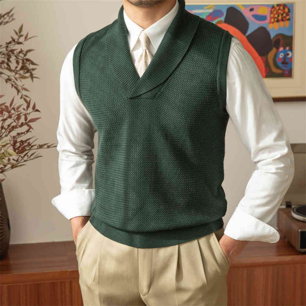 Casual Retro Warm Sweater Vest - Mubimart
