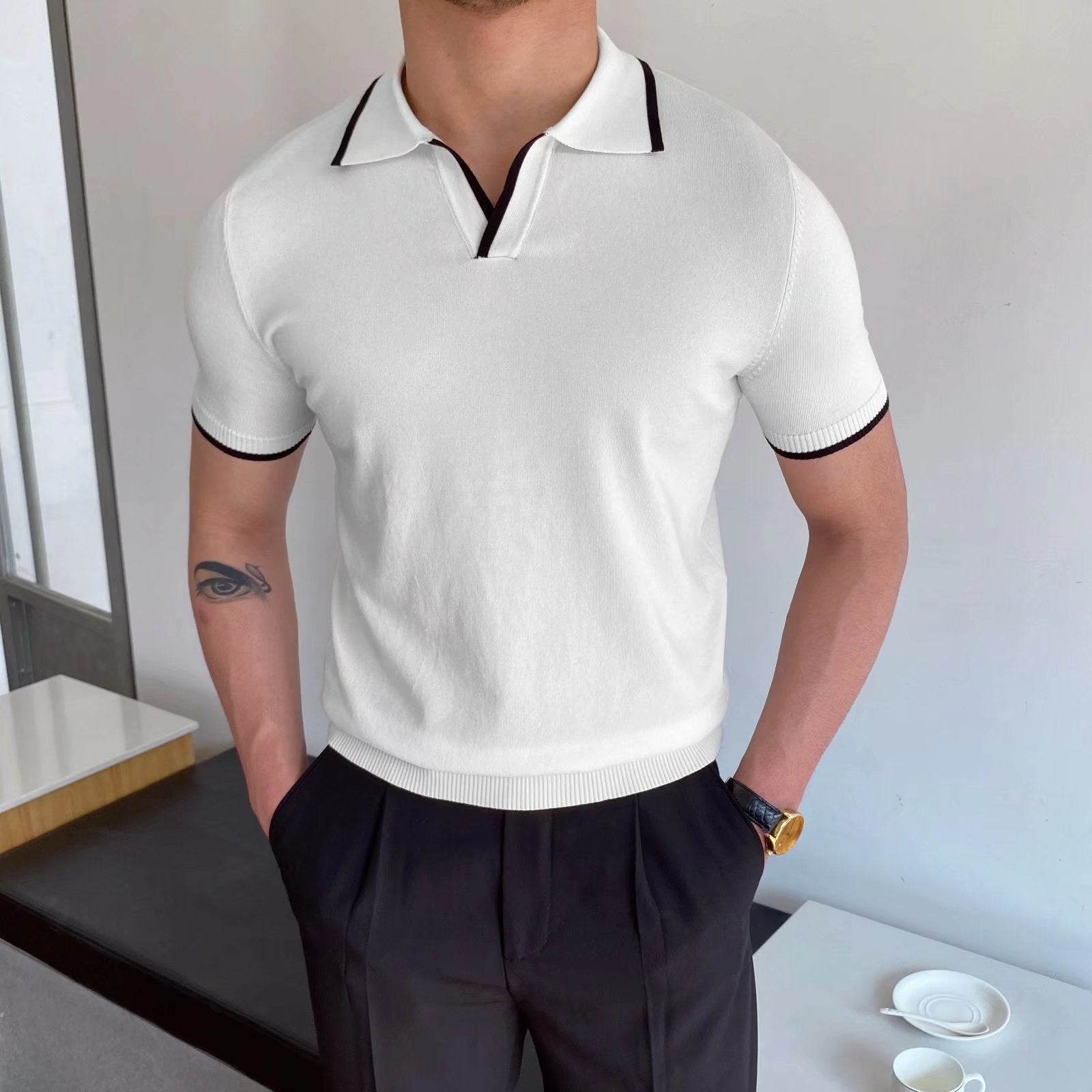 Casual Polo Collar Polo Shirt For Men - Mubimart