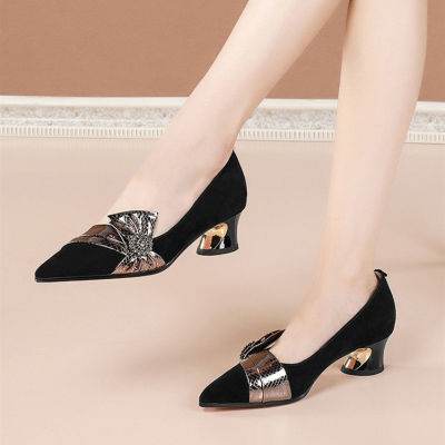 Low-Heel Pointed Toe All-Match Pumps - Mubimart
