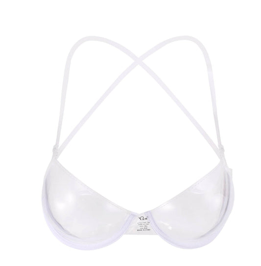 Fully Transparent Invisible Shoulder Strap Plastic Bra - Mubimart