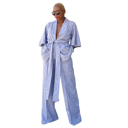 Shirt Underpants Two Piece Belt Loungewear - Mubimart