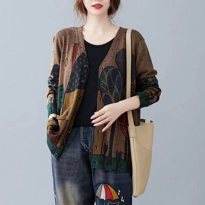 Retro Literary Plus Size Women's Wool Cardigan Coat - Mubimart