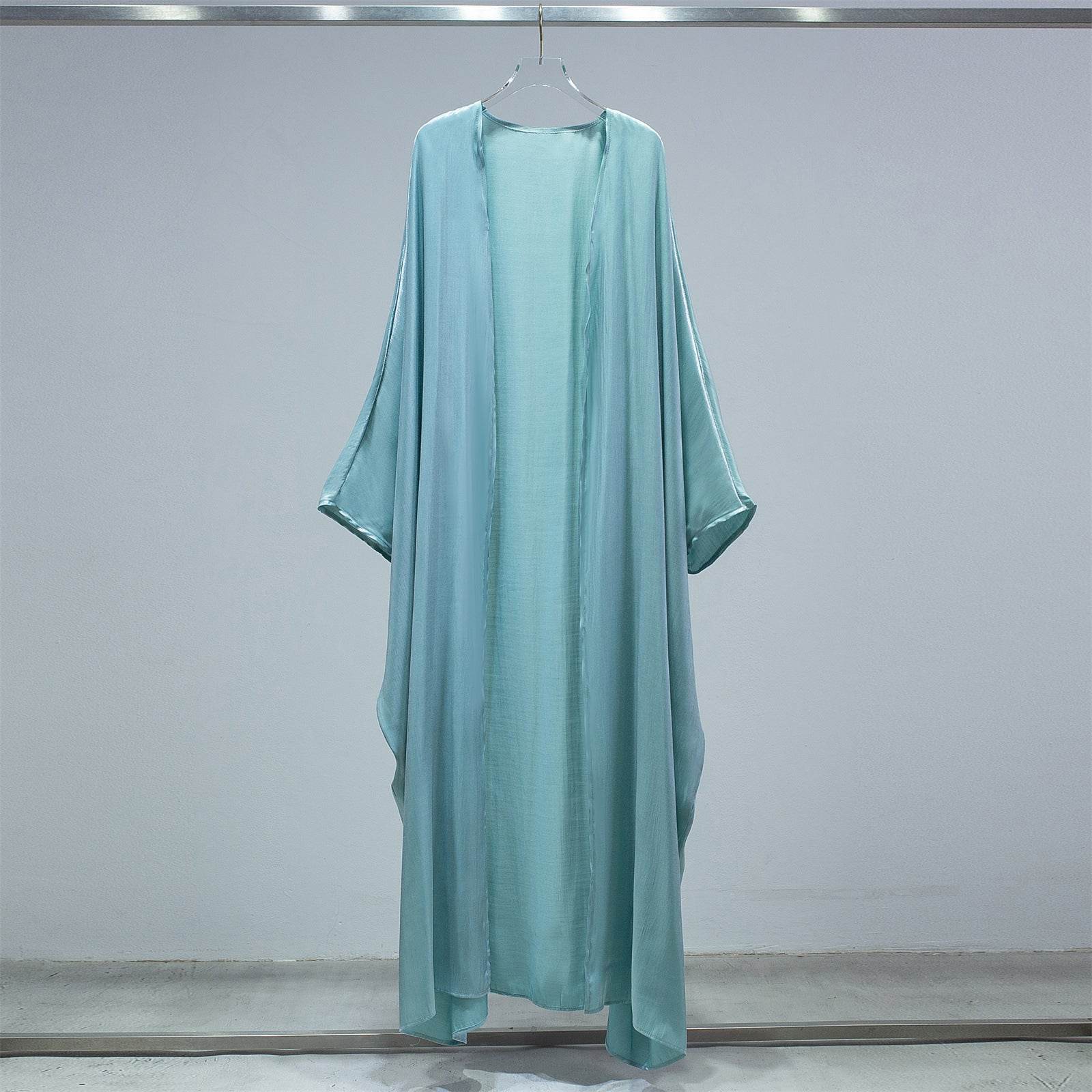 Fashion Casual Bright Silk Cardigan Plus Size Robe Batwing Sleeve - Mubimart
