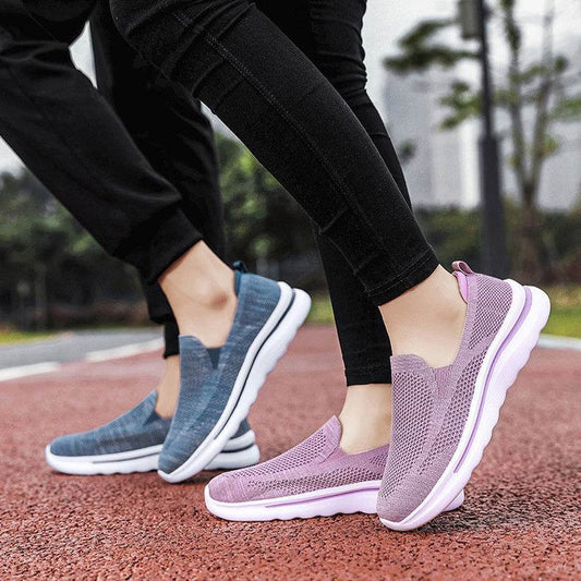 Breathable Mesh Sports Women Walking Jogging Flat Shoes - Mubimart