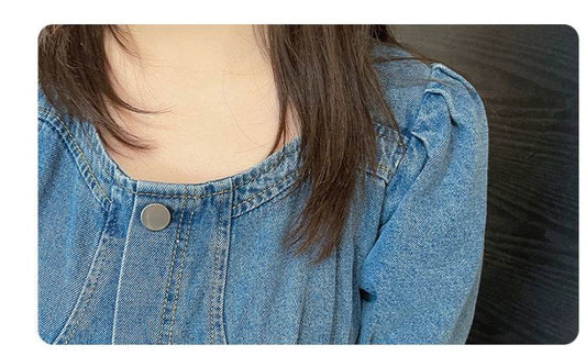 Korean Slim Short Denim Dress Large Size Women - Mubimart